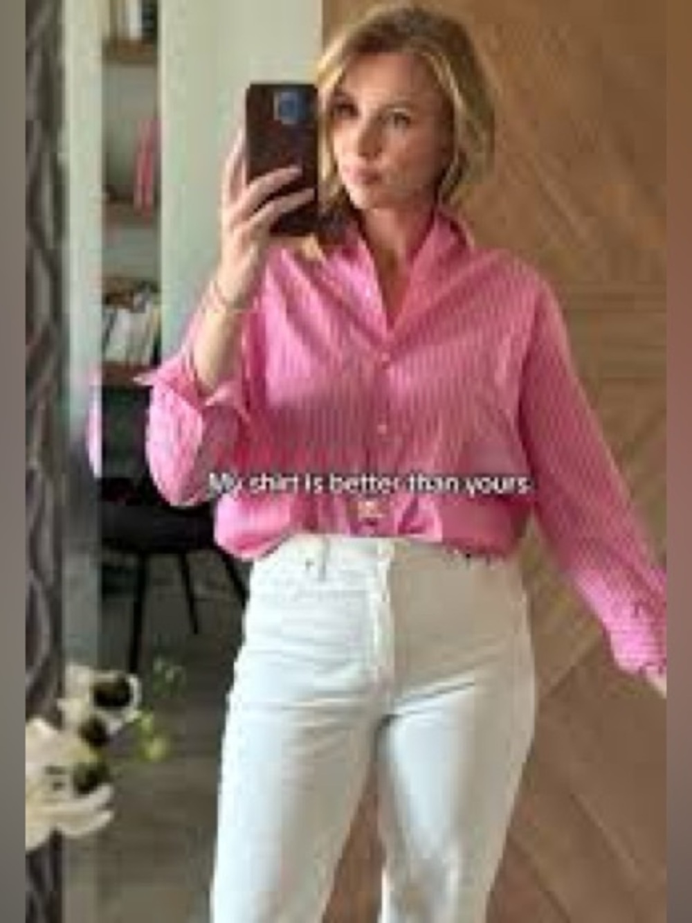 Sézane Max Oversized Pink Stripe Organic Cotton Button Down Shirt FR 44 US 12 - Picture 6 of 16
